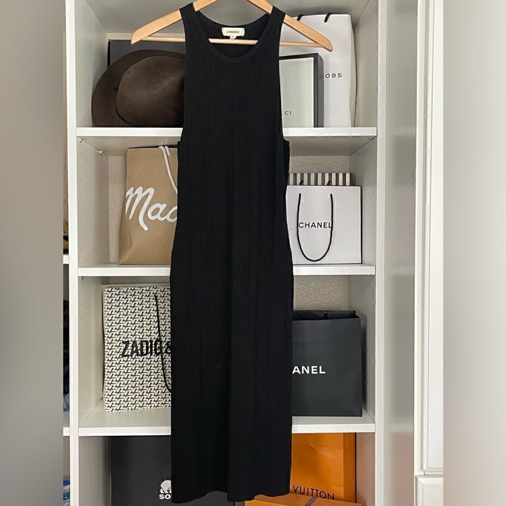 L'AGENCE Shelby Bodycon High Neck Dress in Black. Size S - Picture 2 of 5